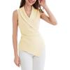 imageGRACE KARIN Womens Wrap V Neck Casual Work Tops Sleeveless Office Dressy Summer Blouse Asymmetrical Elegant ShirtsIvory White