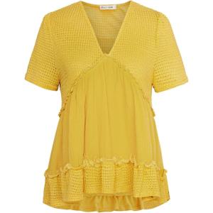 imageGRACE KARIN Short Sleeve Blouse for Women 2025 Casual VNeck Ruffle TopsYellow
