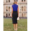 imageGRACE KARIN 2025 Summer Womens Lightweight Color Block Business Work Dress Sleeveless Double Breasted Bodycon Midi DressBlueblack