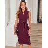 imageGRACE KARIN Womens Business Dresses Sleeveless V Neck Bodycon Sheath Dress Zipper Up Office Work Dress with PocketsWine Red