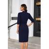 imageGRACE KARIN Womens Work Dress 34 Sleeve V Neck Bodycon Sheath Dress Zipper Up Office Business Dresses with BeltNavy