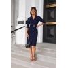 imageGRACE KARIN Womens Work Dress 34 Sleeve V Neck Bodycon Sheath Dress Zipper Up Office Business Dresses with BeltNavy
