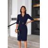 imageGRACE KARIN Womens Work Dress 34 Sleeve V Neck Bodycon Sheath Dress Zipper Up Office Business Dresses with BeltNavy