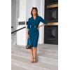 imageGRACE KARIN Womens Work Dress 34 Sleeve V Neck Bodycon Sheath Dress Zipper Up Office Business Dresses with BeltPeacock Blue