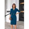 imageGRACE KARIN Womens Work Dress 34 Sleeve V Neck Bodycon Sheath Dress Zipper Up Office Business Dresses with BeltPeacock Blue