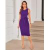 imageGRACE KARIN Womens Work Dress Sleeveless Crew Neck Bodycon Sheath Dress Zipper Up Office Business Dresses with PocketsPurple