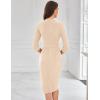 imageGRACE KARIN Womens Work Dresses V Neck 34 Sleeve Back Zipper Tie Waist Bodycon Dress Office Cocktail Dress with PocketsApricot