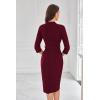 imageGRACE KARIN Womens Work Dresses V Neck 34 Sleeve Back Zipper Tie Waist Bodycon Dress Office Cocktail Dress with PocketsBurgundy