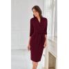 imageGRACE KARIN Womens Work Dresses V Neck 34 Sleeve Back Zipper Tie Waist Bodycon Dress Office Cocktail Dress with PocketsBurgundy