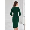 imageGRACE KARIN Womens Work Dresses V Neck 34 Sleeve Back Zipper Tie Waist Bodycon Dress Office Cocktail Dress with PocketsDark Green