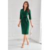 imageGRACE KARIN Womens Work Dresses V Neck 34 Sleeve Back Zipper Tie Waist Bodycon Dress Office Cocktail Dress with PocketsDark Green