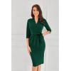 imageGRACE KARIN Womens Work Dresses V Neck 34 Sleeve Back Zipper Tie Waist Bodycon Dress Office Cocktail Dress with PocketsDark Green