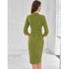 imageGRACE KARIN Womens Work Dresses V Neck 34 Sleeve Back Zipper Tie Waist Bodycon Dress Office Cocktail Dress with PocketsOlive Green