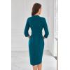 imageGRACE KARIN Womens Work Dresses V Neck 34 Sleeve Back Zipper Tie Waist Bodycon Dress Office Cocktail Dress with PocketsPeacock Blue
