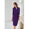 imageGRACE KARIN Womens Work Dresses V Neck 34 Sleeve Back Zipper Tie Waist Bodycon Dress Office Cocktail Dress with PocketsPurple