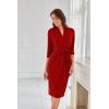 imageGRACE KARIN Womens Work Dresses V Neck 34 Sleeve Back Zipper Tie Waist Bodycon Dress Office Cocktail Dress with PocketsRed