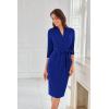 imageGRACE KARIN Womens Work Dresses V Neck 34 Sleeve Back Zipper Tie Waist Bodycon Dress Office Cocktail Dress with PocketsRoyal Blue