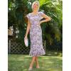 imageWomens Summer Floral Midi Dress Wedding Guest Party Dress Mermaid Bodycon Mesh Ruffle DressApricot Light Purple Flower