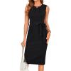 imageGRACE KARIN Womens Work Dress Sleeveless Crew Neck Bodycon Sheath Dress Zipper Up Office Business Dresses with PocketsBlack