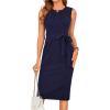 imageGRACE KARIN Womens Work Dress Sleeveless Crew Neck Bodycon Sheath Dress Zipper Up Office Business Dresses with PocketsNavy