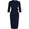 imageGRACE KARIN Womens Work Dresses V Neck 34 Sleeve Back Zipper Tie Waist Bodycon Dress Office Cocktail Dress with PocketsNavy Blue