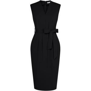imageGRACE KARIN Womens Business Dresses Sleeveless V Neck Bodycon Sheath Dress Zipper Up Office Work Dress with PocketsBlack