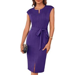 imageGRACE KARIN Womens Wear to Work Dresses Cap Sleeve Bodycon Midi Business Casual Outfits Office Attire Pencil Church DressDark Purple