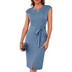 imageGRACE KARIN Womens Wear to Work Dresses Cap Sleeve Bodycon Midi Business Casual Outfits Office Attire Pencil Church DressGray Blue