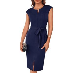 imageGRACE KARIN Womens Wear to Work Dresses Cap Sleeve Bodycon Midi Business Casual Outfits Office Attire Pencil Church DressNavy Blue