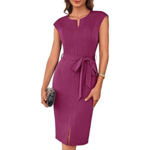 imageGRACE KARIN Womens Wear to Work Dresses Cap Sleeve Bodycon Midi Business Casual Outfits Office Attire Pencil Church DressRose Red