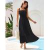 imageGRACE KARIN 2025 Womens Casual Spaghetti Straps Square Neck Maxi Dress Ruffle Flowy A Line Smocked Dress with PocketsBlack