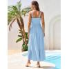 imageGRACE KARIN 2025 Womens Casual Spaghetti Straps Square Neck Maxi Dress Ruffle Flowy A Line Smocked Dress with PocketsLight Blue