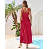 imageGRACE KARIN 2025 Womens Casual Spaghetti Straps Square Neck Maxi Dress Ruffle Flowy A Line Smocked Dress with PocketsLight Red