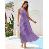 imageGRACE KARIN 2025 Womens Casual Spaghetti Straps Square Neck Maxi Dress Ruffle Flowy A Line Smocked Dress with PocketsPurple