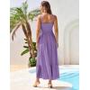 imageGRACE KARIN 2025 Womens Casual Spaghetti Straps Square Neck Maxi Dress Ruffle Flowy A Line Smocked Dress with PocketsPurple