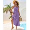 imageGRACE KARIN 2025 Womens Casual Spaghetti Straps Square Neck Maxi Dress Ruffle Flowy A Line Smocked Dress with PocketsPurple
