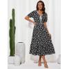 imageGRACE KARIN 2025 Womens Summer Floral Flowy A Line Midi Dresses Elegant Short Sleeve Smocked VNeck Tiered DressesBlack