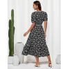 imageGRACE KARIN 2025 Womens Summer Floral Flowy A Line Midi Dresses Elegant Short Sleeve Smocked VNeck Tiered DressesBlack