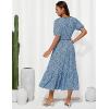 imageGRACE KARIN 2025 Womens Summer Floral Flowy A Line Midi Dresses Elegant Short Sleeve Smocked VNeck Tiered DressesBlue