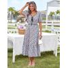 imageGRACE KARIN 2025 Womens Summer Floral Flowy A Line Midi Dresses Elegant Short Sleeve Smocked VNeck Tiered DressesBlue Orange