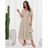 imageGRACE KARIN 2025 Womens Summer Floral Flowy A Line Midi Dresses Elegant Short Sleeve Smocked VNeck Tiered DressesGreen Pink