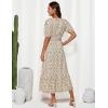 imageGRACE KARIN 2025 Womens Summer Floral Flowy A Line Midi Dresses Elegant Short Sleeve Smocked VNeck Tiered DressesGreen Pink