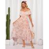 imageGRACE KARIN Womens Elegant Floral Summer VNeck Ruffle Sleeve Empire Waist ALine Casual Maxi Tiered Dress with PocketsPink