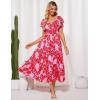 imageGRACE KARIN Womens Elegant Floral Summer VNeck Ruffle Sleeve Empire Waist ALine Casual Maxi Tiered Dress with PocketsRed