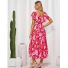 imageGRACE KARIN Womens Elegant Floral Summer VNeck Ruffle Sleeve Empire Waist ALine Casual Maxi Tiered Dress with PocketsRed