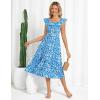 imageGRACE KARIN Womens Off Shoulder Floral Summer Ruffle Midi Sleeveless Boho Smocked Flowy Aline DressesBlue