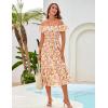 imageGRACE KARIN Womens Off Shoulder Floral Summer Ruffle Midi Sleeveless Boho Smocked Flowy Aline DressesOrange White