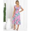 imageGRACE KARIN Womens Off Shoulder Floral Summer Ruffle Midi Sleeveless Boho Smocked Flowy Aline DressesPink Blue