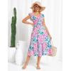 imageGRACE KARIN Womens Off Shoulder Floral Summer Ruffle Midi Sleeveless Boho Smocked Flowy Aline DressesPink Blue