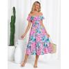 imageGRACE KARIN Womens Off Shoulder Floral Summer Ruffle Midi Sleeveless Boho Smocked Flowy Aline DressesPink Blue